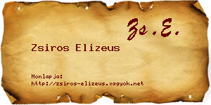 Zsiros Elizeus névjegykártya